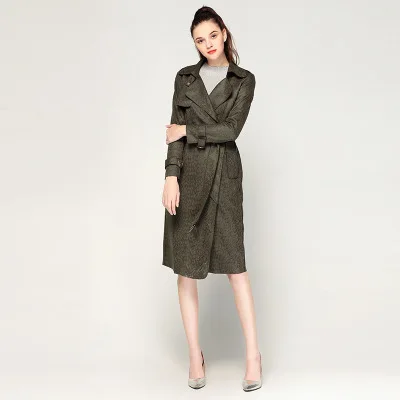 

2020 Arrival New European Autumn Winter Women Trench Coat Long Suede Printting Female Windbreaker High Quality LX1371