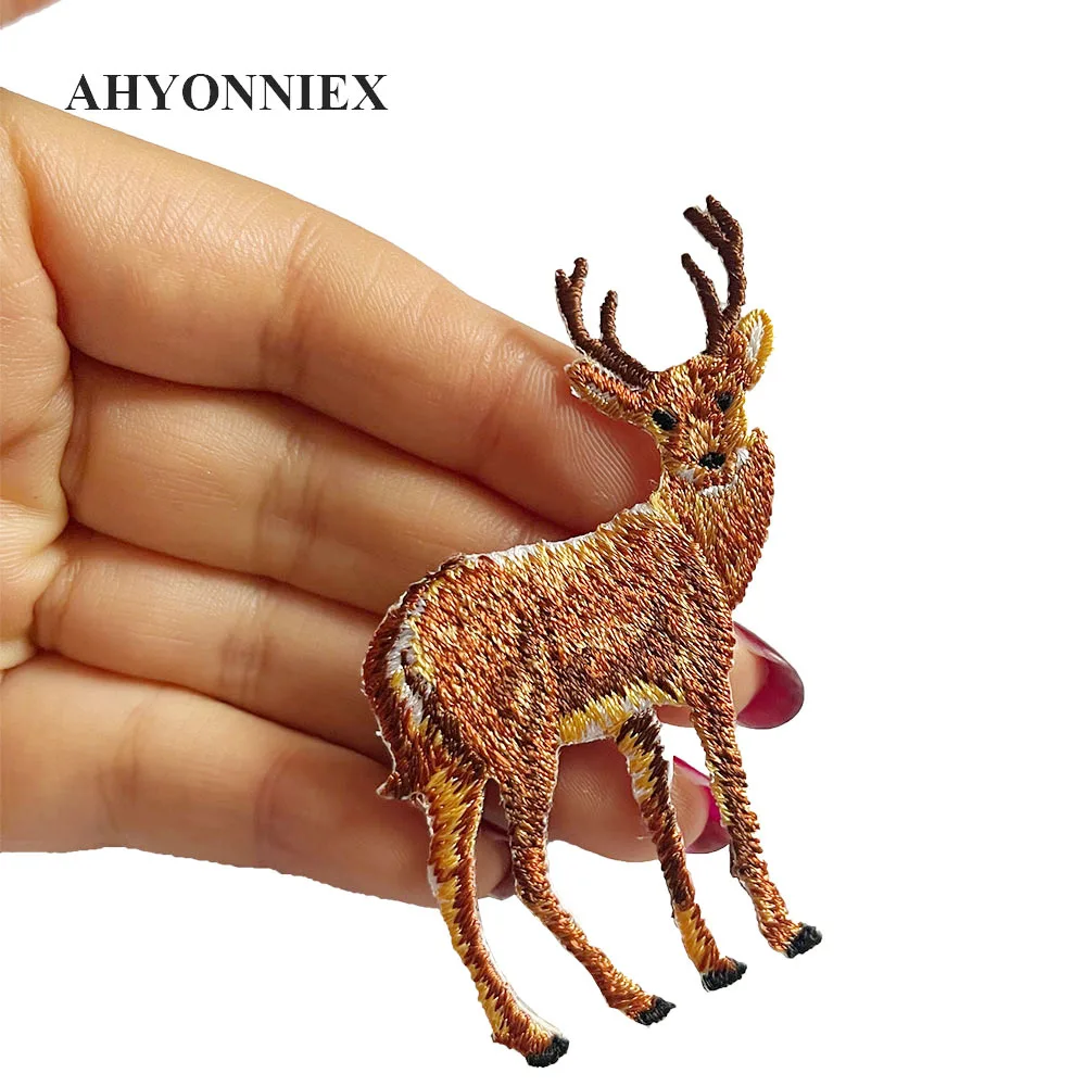 Sika deer patch for dress hat bag DIY animal cloth patches for small hole on coat adhesive iron on clothing sticker