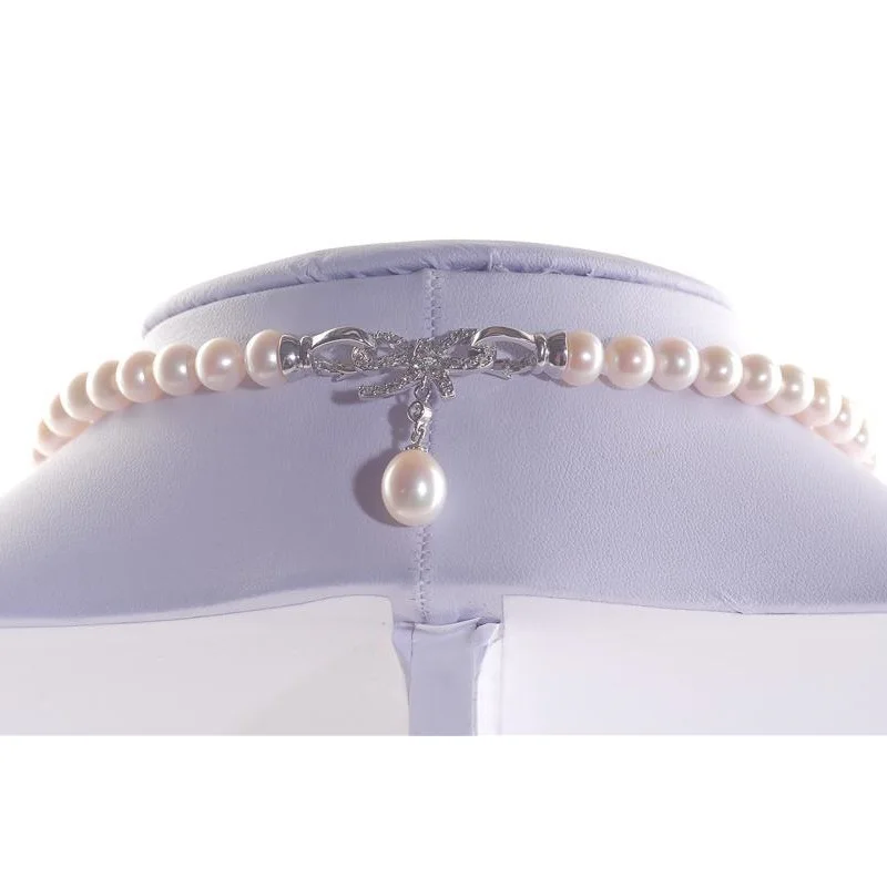 ZHRUKAN 2019 New White Pearl Necklace Jewelry 8-9mm Round Natural Freshwater Pearl Choker Necklaces For Women Gift