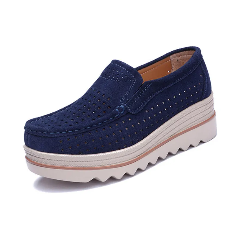 2018 nuove scarpe basse da donna primavera-autunno scarpe in vera pelle scamosciata mocassini Casual da donna scarpe Slip-on x-large 35-42