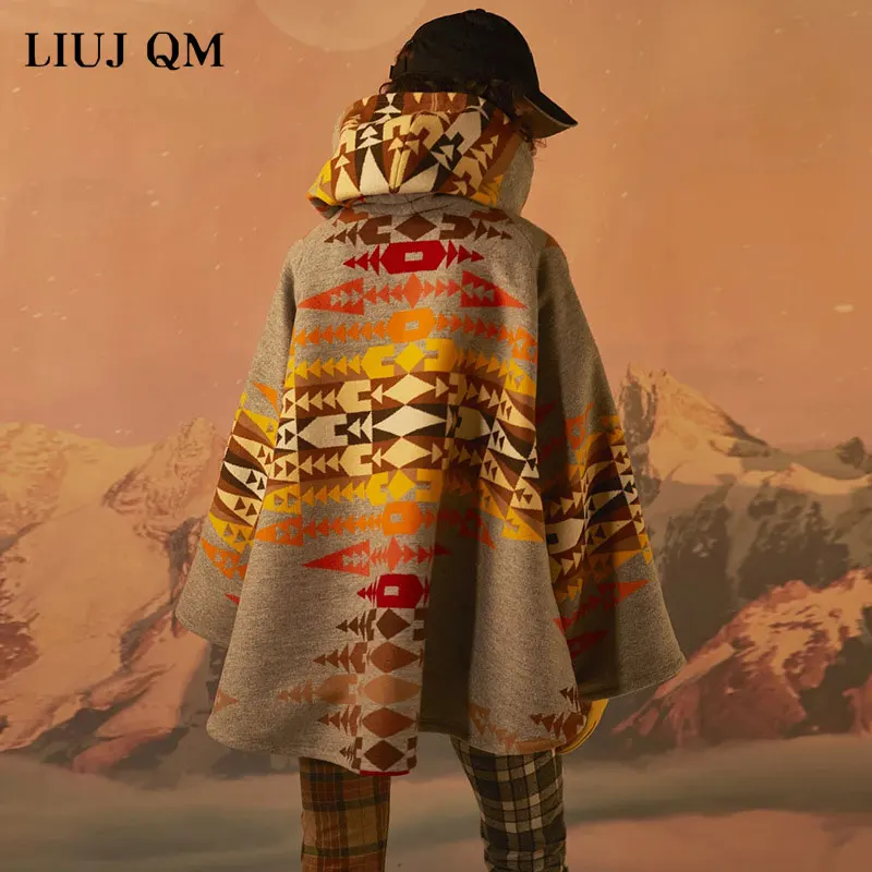 13 Colors Women Wool Coat Printed Hooded Woolen Coat Women Long Sleeve Loose Long Overcoat Women Coats And Jackets Winter Autumn