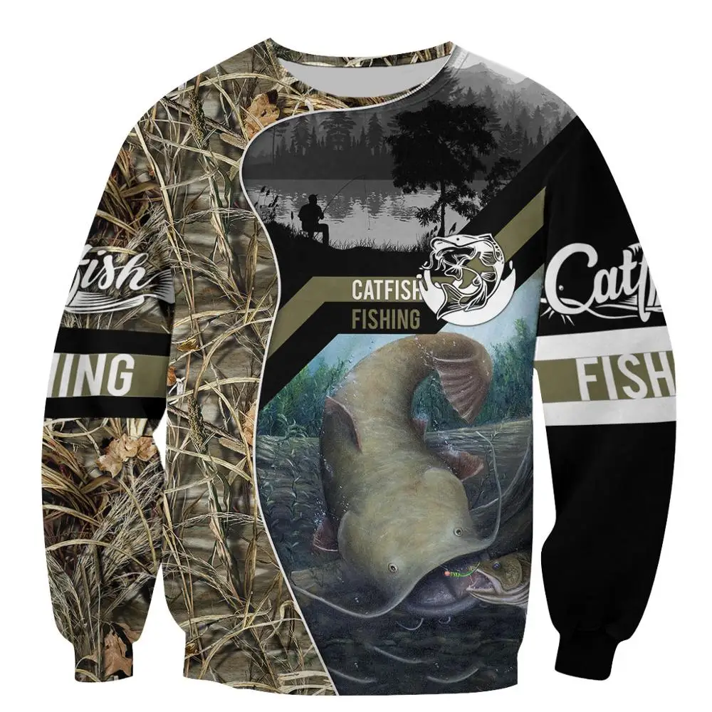 Catfish Fishing 3D Printed Mens Hoodie Harajuku Streetwear autumn hoodies Sweatshirt Unisex Casual Jacket Tracksuits KJ0110