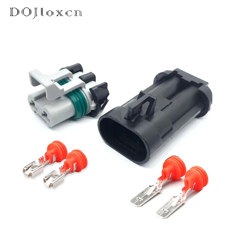 

1/5/10/20/50 Sets 2 Pin Delphi Electronic Ford Fan Headlamp Wiring Socket Power ABS Pump Black Waterproof Connector 15363990