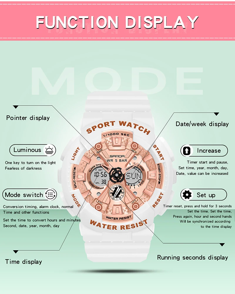 Women's LED Digital Sports Watch description 23