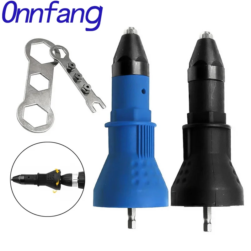 7Pcs/Set Electric Riveter Nut Riveting Tool Cordless Riveting Drill Adaptor Insert Nut Tool with Wrench&Nuts 2.4- 4.8 mm