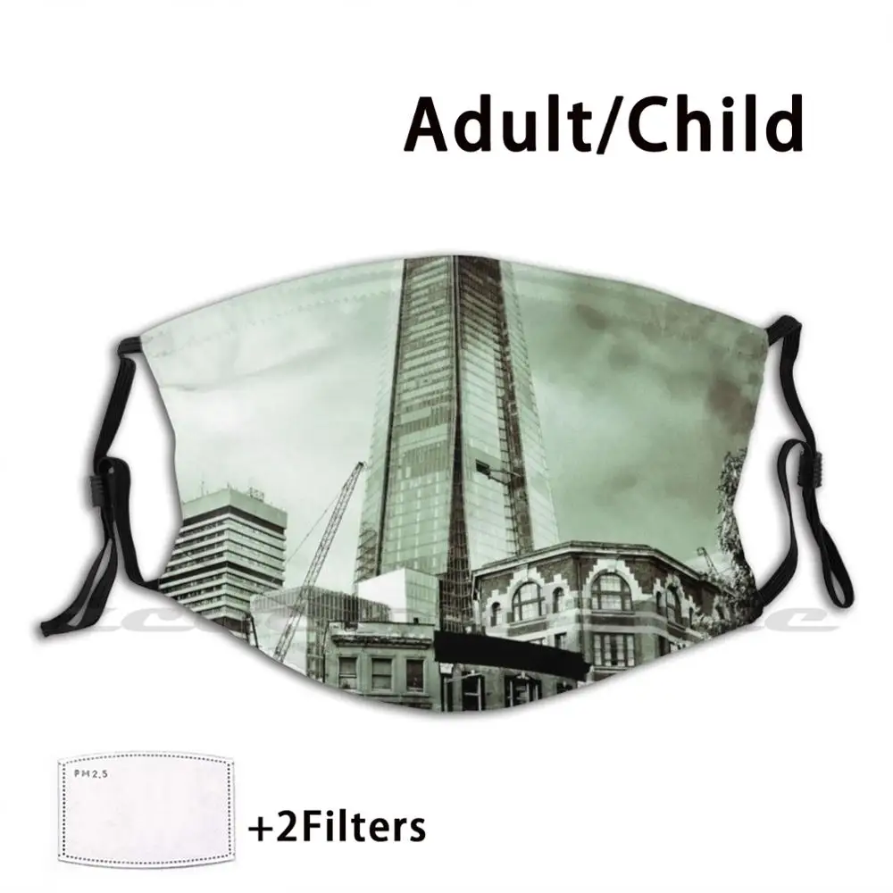 The Shard London Bridge Tower England Mask Cloth Washable DIY Filter Pm2.5 Adult Kids The Shard Shard London Bridge Tower