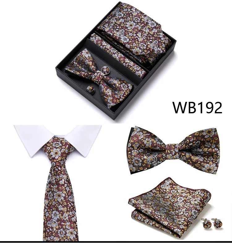 Krawatte für Männer, formelles Kleid, Smoking, Krawatte, Taschentuch, Fliege, Set, PlaisyParty, Bräutigam, Hochzeit, Schmetterling, Fliege in Box – Detail 29