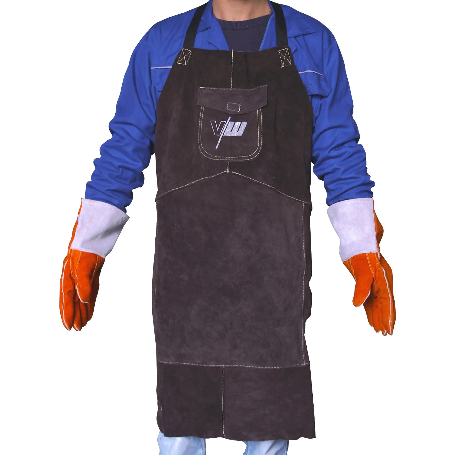 Designer Cowhide Welding Weldersผ้ากันเปื้อนทำงานWorkwearความปลอดภัยGlaziersเสื้อผ้าความปลอดภัย