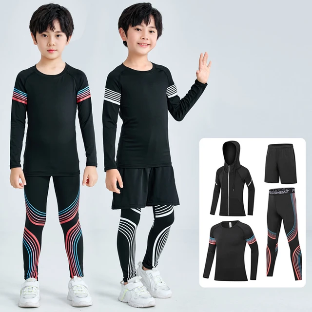 Children Sports Workout Compression Sets Fitness Tights Gym Clothing Kids Boy Leggings T shirt Running Jogging Suits Tracksuit AliExpress