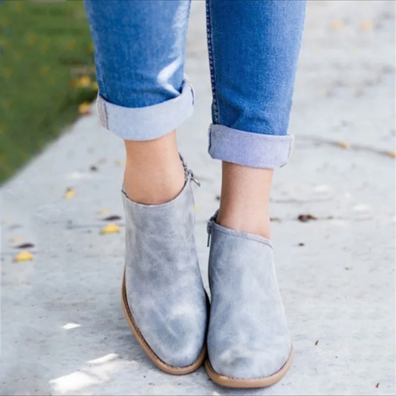 Autumn Women Shoes Retro High Heel Ankle Boots Female Block Mid Heels Casual Botas Mujer Booties Feminina Plus Size 2020