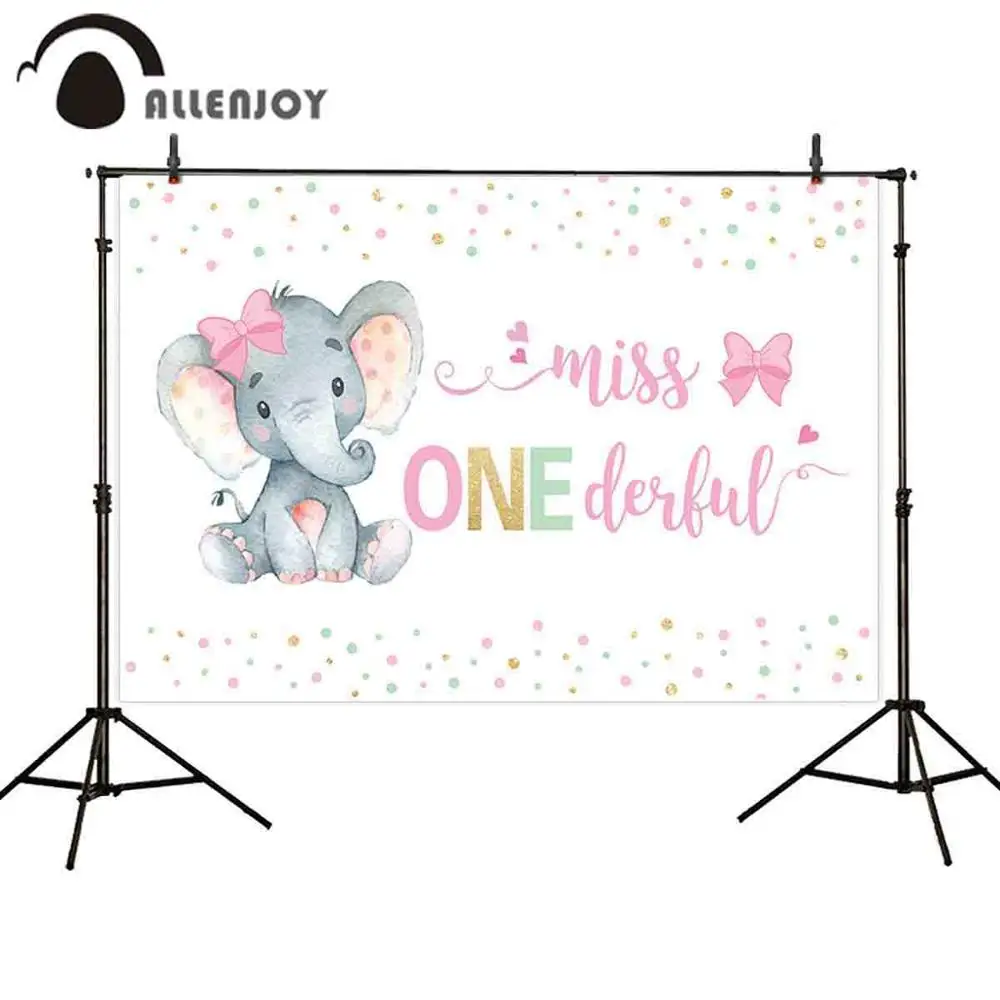 Allenjoy Photo background Pink princess Elephant wonderful 1st birthday party backdrop photophone photozone photobooth decor