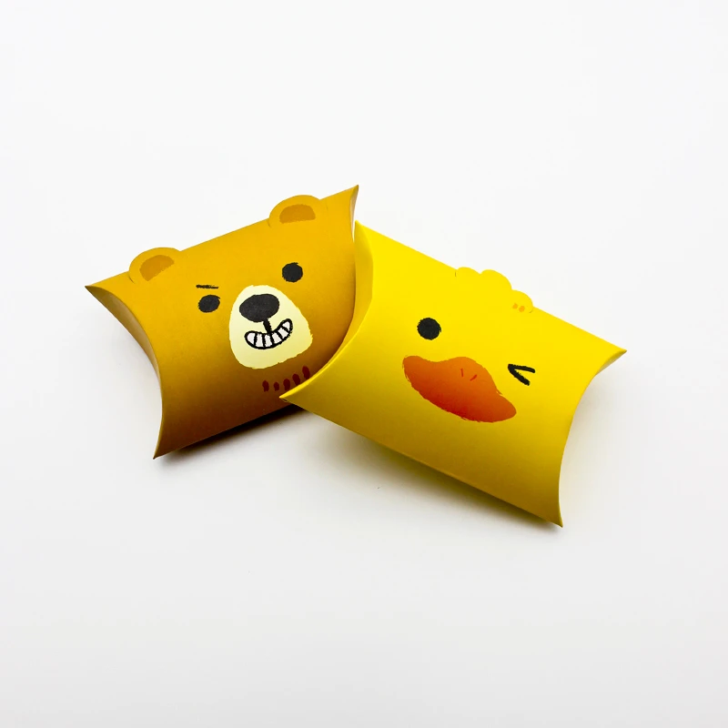 50PCS Animal Small Pillow Box Bag Duck Bear Candy Boxes Baby Chocolate Cookie Paper Gift Packaging Box Kids Birthday Party Favor