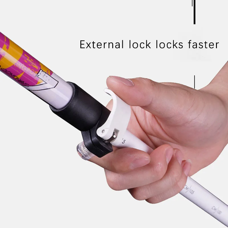 Pioneer Folding Hiking Walking Stick Lightweight Carbon Fibers Aluminum 3+2 Parts External lock Outdoor Mountain-climbing