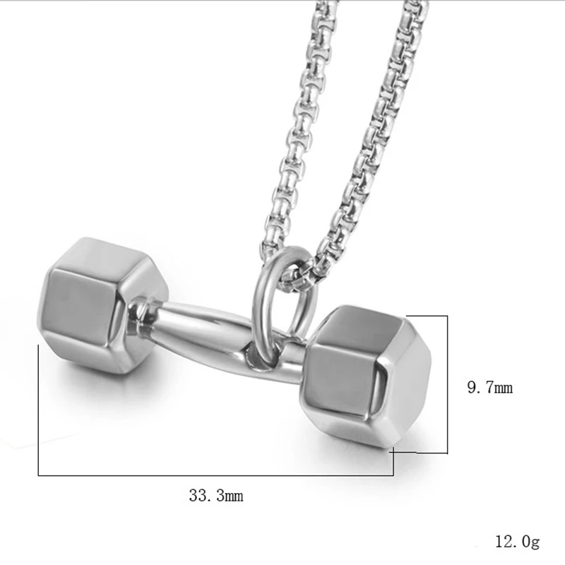 Weights Jewelry Gym Barbell Necklace Men's Stainless Steel Barbell Dumbbell Gym Pendant