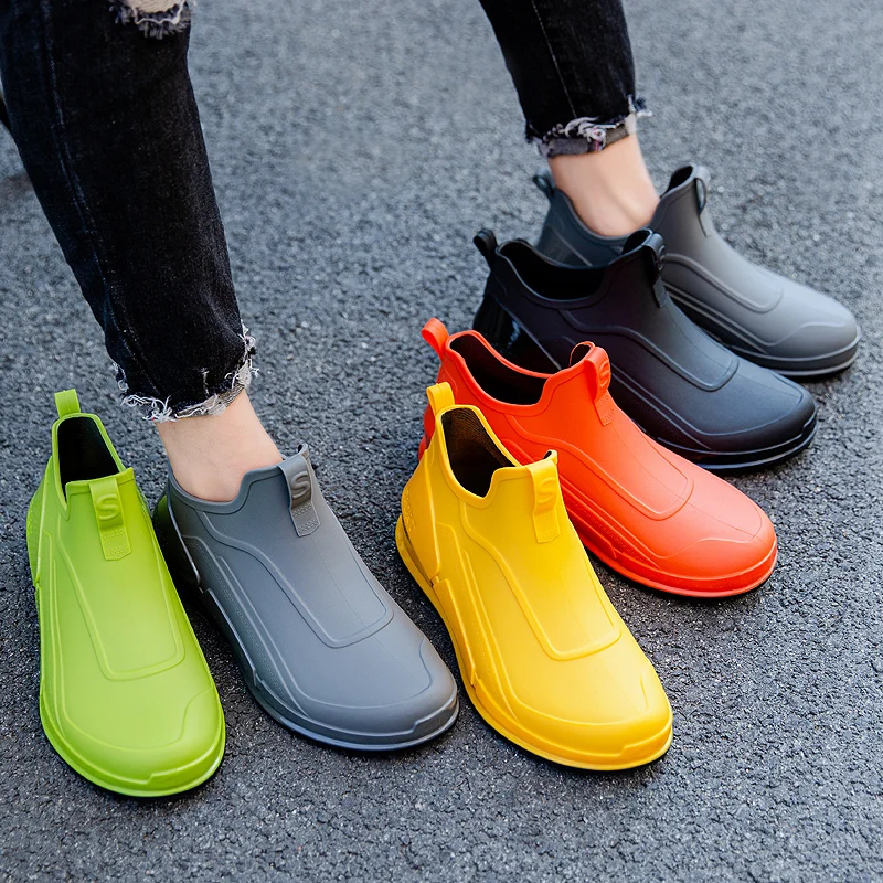 Männer Ankle Regen Stiefel 2022 Frühling Herbst Nicht-slip Sicherheit Arbeit Wasser Stiefel Mann Slip-on Wasserdicht Angeln schuhe Rain