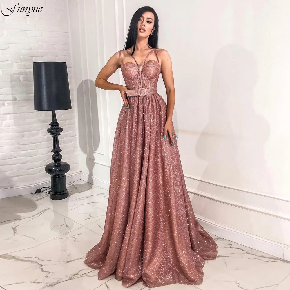 

Sparkling Sequin Pink Prom Dresses Long A-Line Sweetheart Spaghetti Straps Sexy Prom Dress Formal Party Gowns Vestidos De Gala