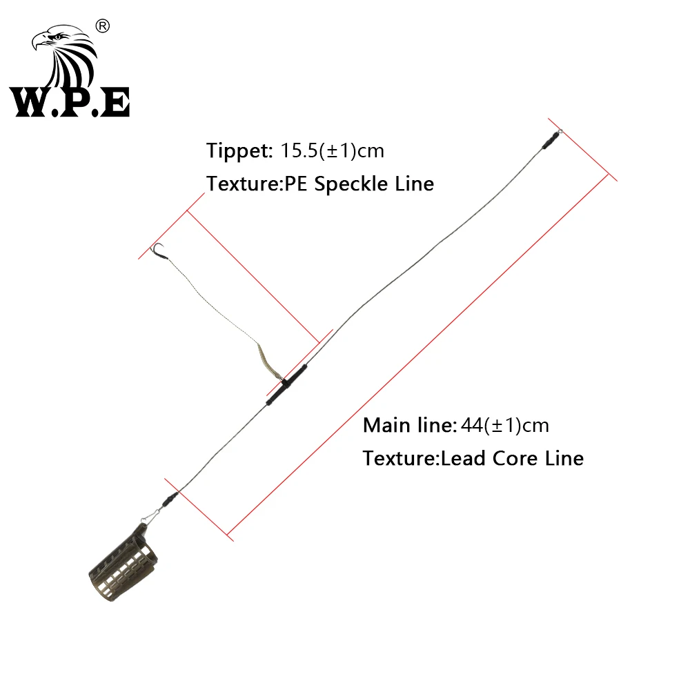 W.P.E 1pcs Carp Fishing Hook Group 30g/40g/50g/60g/70g Lead Core Braid Line Europe CarpFish Hook Rig Set with Sharp Hook Tackle