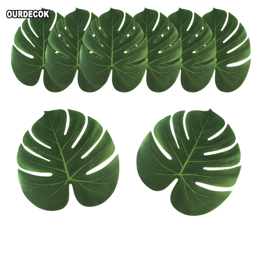 

60pcs 35x29cm Artificial Tropical Palm Leaves for Tropical Party Decorations Wedding Hawaiian Halloween Table Decoration