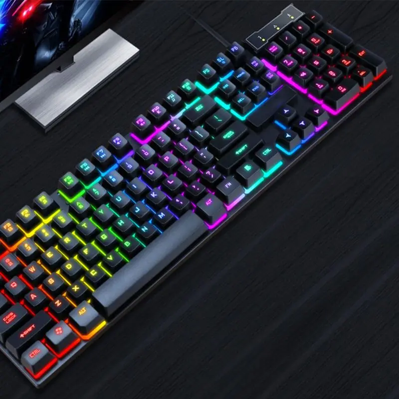 USB Gaming Keyboard 104 Keys Mechanical Feeling Backlit Keyboard For Computer Laptop