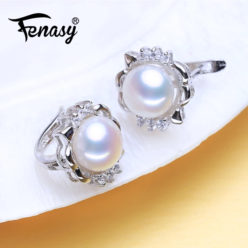 FENASY 925 Sterling Silver Natural Freshwater Pearl Earrings Bohemian Clip Earrings For Women Nice Party Wedding Jewelry