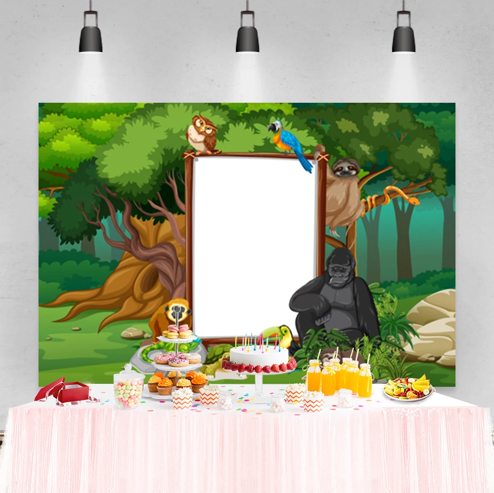 Cartoon Animal Party Boy Birthday Customization Photo Photography Background Photographic Backdrop For Photo Studio