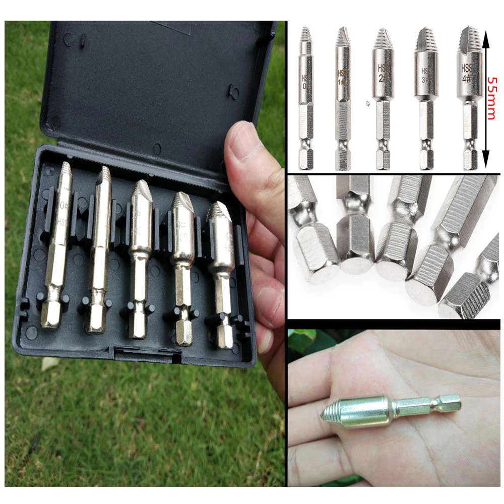 Easy Speedout Stripped Remove Damaged Screw Extractor Set Hex Shank Case Easy Taking Out