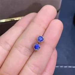 100% natural tanzanite stud earrings 4mm*4mm VS grade tanzanite silver earrings 925 silver tanzanite jewelry birthday gift