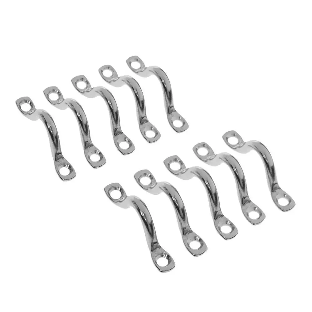 

ISURE MARINE 10 Pcs Stainless Steel Pad Wire Eye Straps Loop Boat Plate Staple Ring