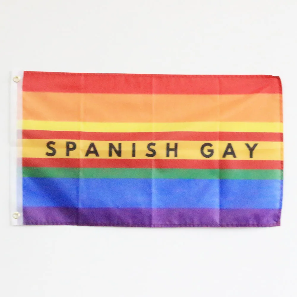 Spanish Gay Flag LGBT Banner Phrase SPANISH GAY or GAY ESPAÑOL 150X90CM Banner 3x5 FT 100D Polyester Brass Grommets