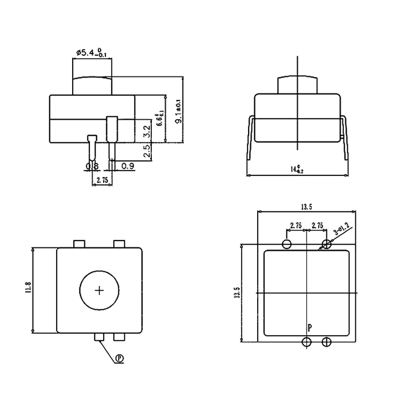 10 Chiếc 214A Nút Ấn Công Tắc Đèn Pin Chuyển Đổi Đa Chức Năng Nút Bấm 4Pin Trên-ON-OFF