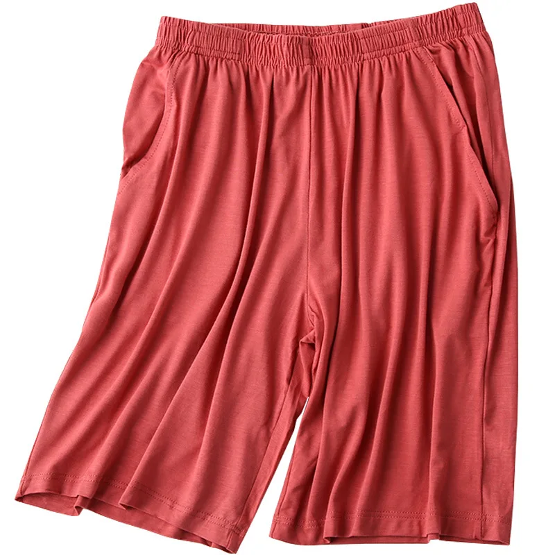 Verão novo modal feminino calças de dormir fino shorts de uma peça solta tamanho grande shorts casuais calças de bolso calças para casa bottoms