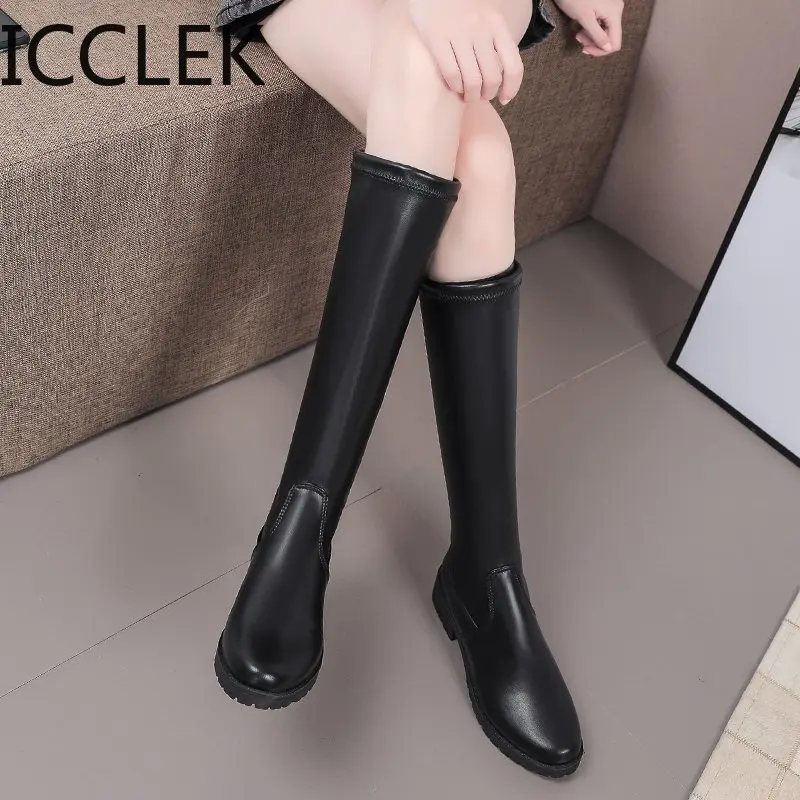 2020 Fashion women\'s boots winter high heels quality long comfortable Mujer thigh high boot Botas Mujer knee enlarges 35-43