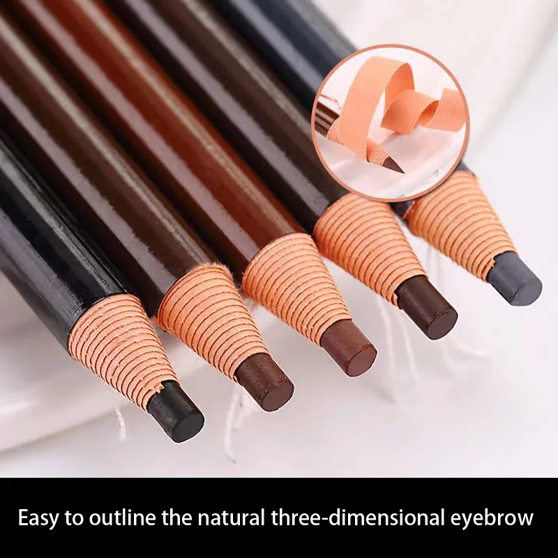 10Pcs Brown Microblading Eyebrow Pen Waterproof Permanent Makeup Eye brow Tattoo Pen Pencil Positioning Lip Eyebrow Marker Liner