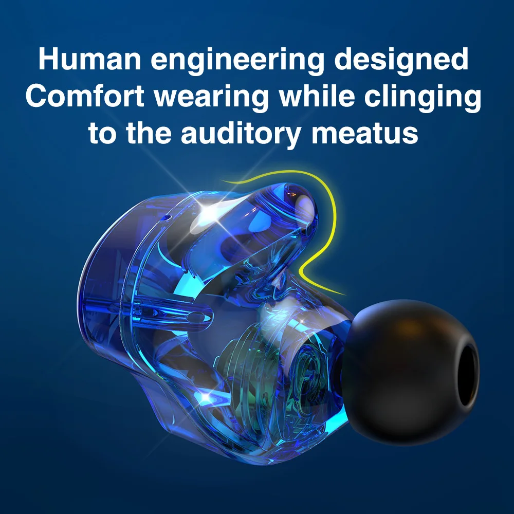 QKZ SK7 Dual Drive HiFi Wired Headphones Super Bass Earphone Sport Headset Music Earphones Noise Reduction Earbuds for Xiaomi