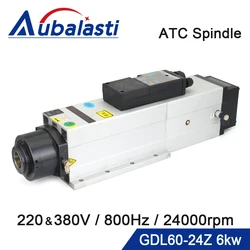 Aubalasti Automatic Tool Change Spindle GDL60-24Z 6KW Input Voltage AC 380V Air Cooling Spindle Knife Claw ISO30