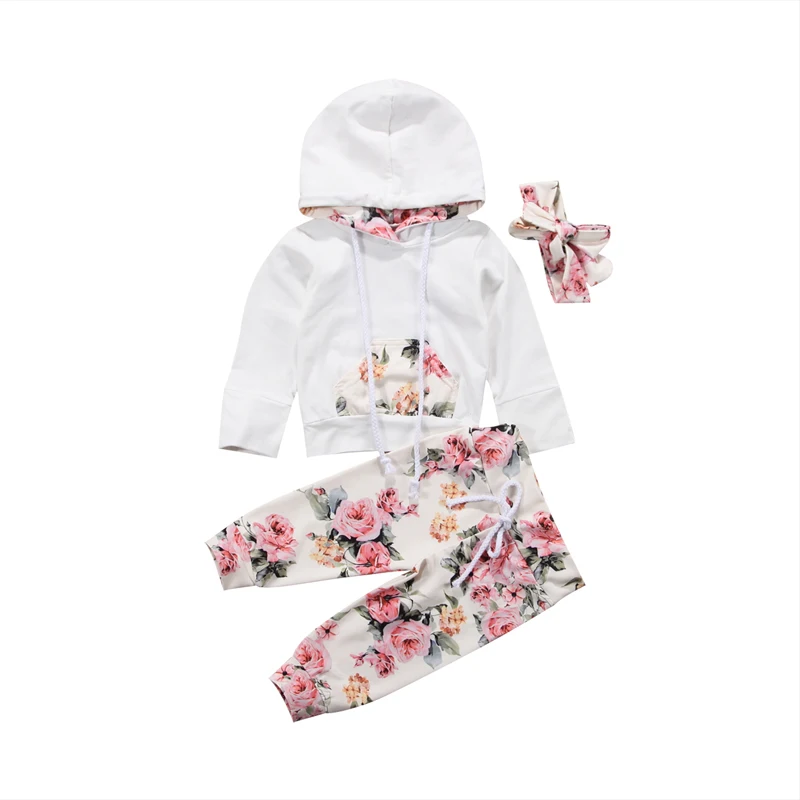 US Stock 0-24M New Fashion Lovely Spring Newborn Baby Girls Sport Outfits Clothes Sweat Shirt Hoodies+Pants Set AU