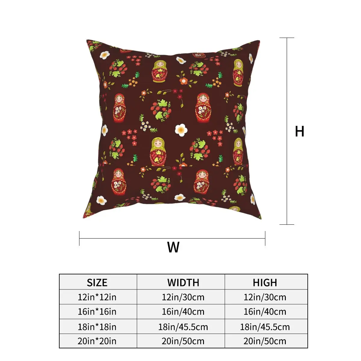 Matryoshka Doll Floral Pattern Square Pillow Case Polyester Throw Pillow Novelty Pillowcase