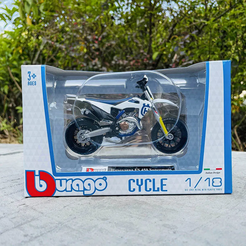 Bburago 1:18 The New Husqvarna FS 450 Supermoto original authorized simulation alloy motorcycle model toy car gift collection