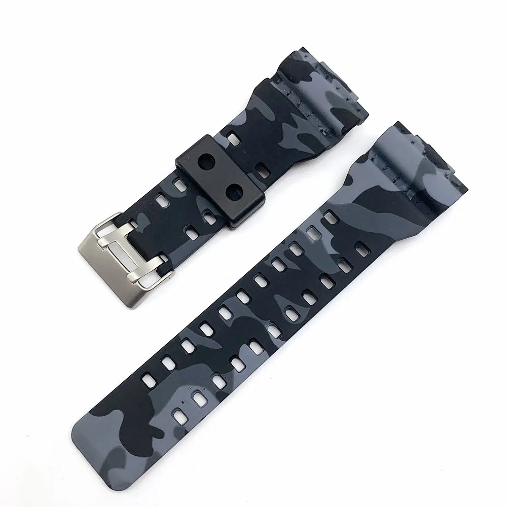 Camouflage Rubber Strap Men\'s Pin Buckle Resin Watch Strap Suitable for G-shock GD120 GA100 GA110 GA400 Watch Band