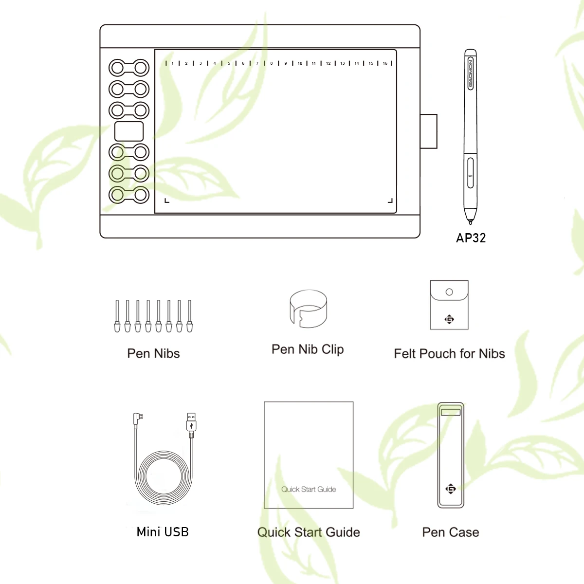 GAOMON M106K PRO 10\'\' Graphics Drawing Tablet with 8192 Levels Tilt Supported Battery-free Art Stylus for Windows/Mac/Android OS