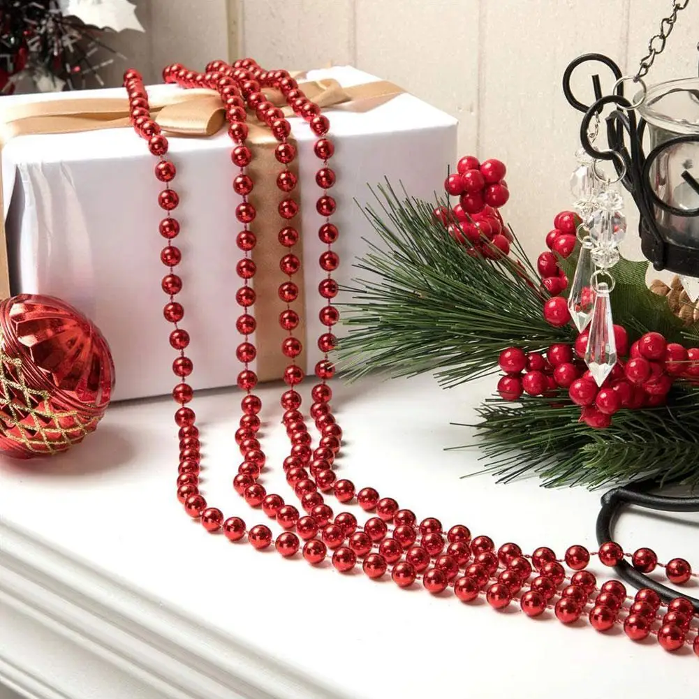 5M Christmas Decoration Bead Chain Christmas Tree Decorations Pearl Beads Chain Hanging Ornament Christmas Decorations