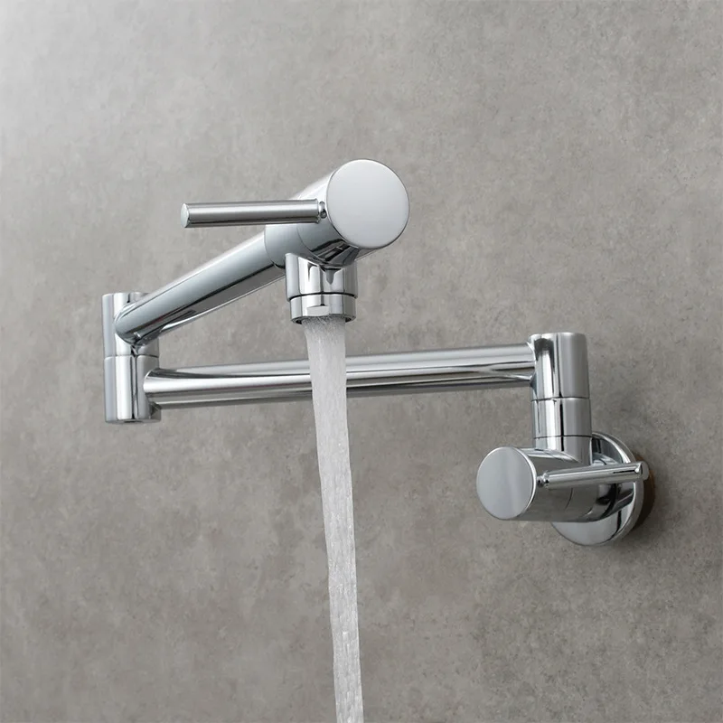 

Kitchen Sink Faucet Into The Wall Single Cold Water Faucet Sink Faucet Foldable Two-handle Switch Faucet Faucet Kitchen
