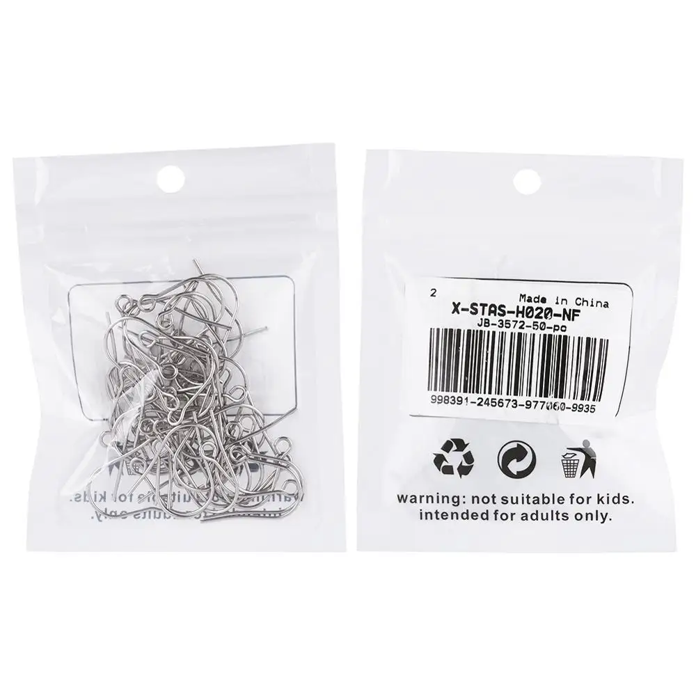 50pcs In Acciaio Inox 304 Monachelle Dell'orecchino dei Ganci accessori di Risultati Dei monili che fanno 22mm, Foro: 2mm; spille: 0.7 millimetri F50