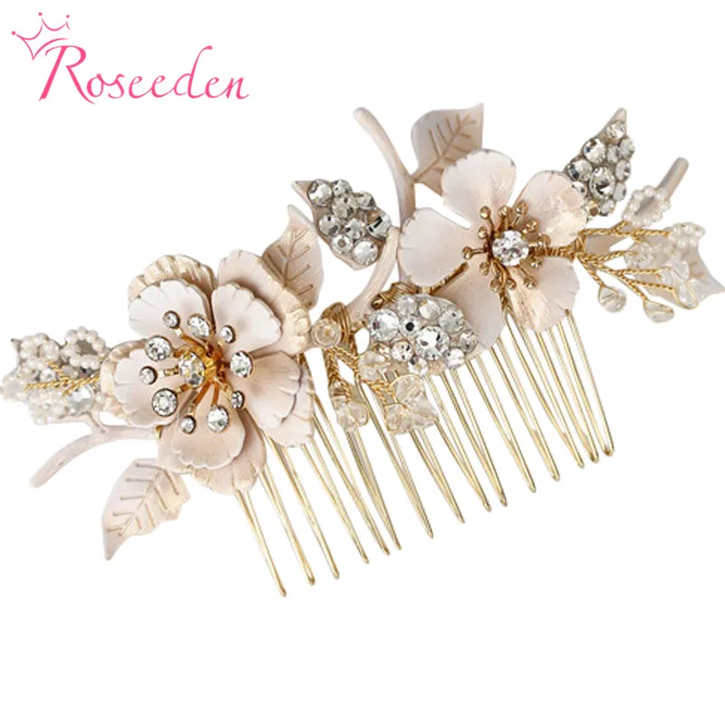 

Elegant Flower Bridal Hair Comb Rhinestone Crystal Hair Piece Wedding Hair Accessories RE3824