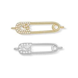 Cubic Zirconia Stones Gold-plated Rhodium Brass Safety Pin Connector Charm For Necklace Bracelet Makings CZ Copper Jewelry DIY