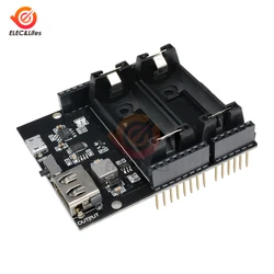 Dual 16340 Lithium Battery Shield Mobile Power Expansion Board Module 5V Micro USB Type-A for Arduino Charging Discharge