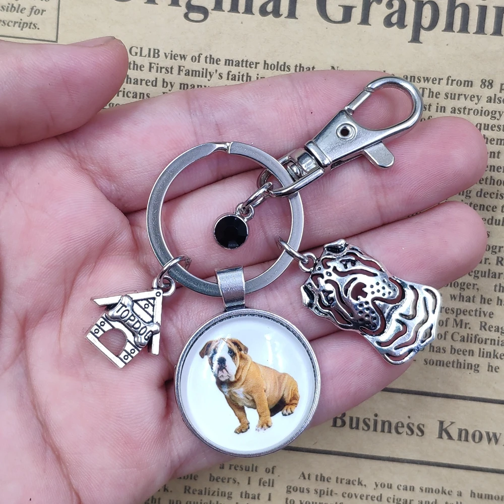 Rottweiler Husky Chinese Shar Pei Keychain Time Gem Simulated Dog Animal Pet Lover Key Ring Women Men Jewelry Birthday Gift