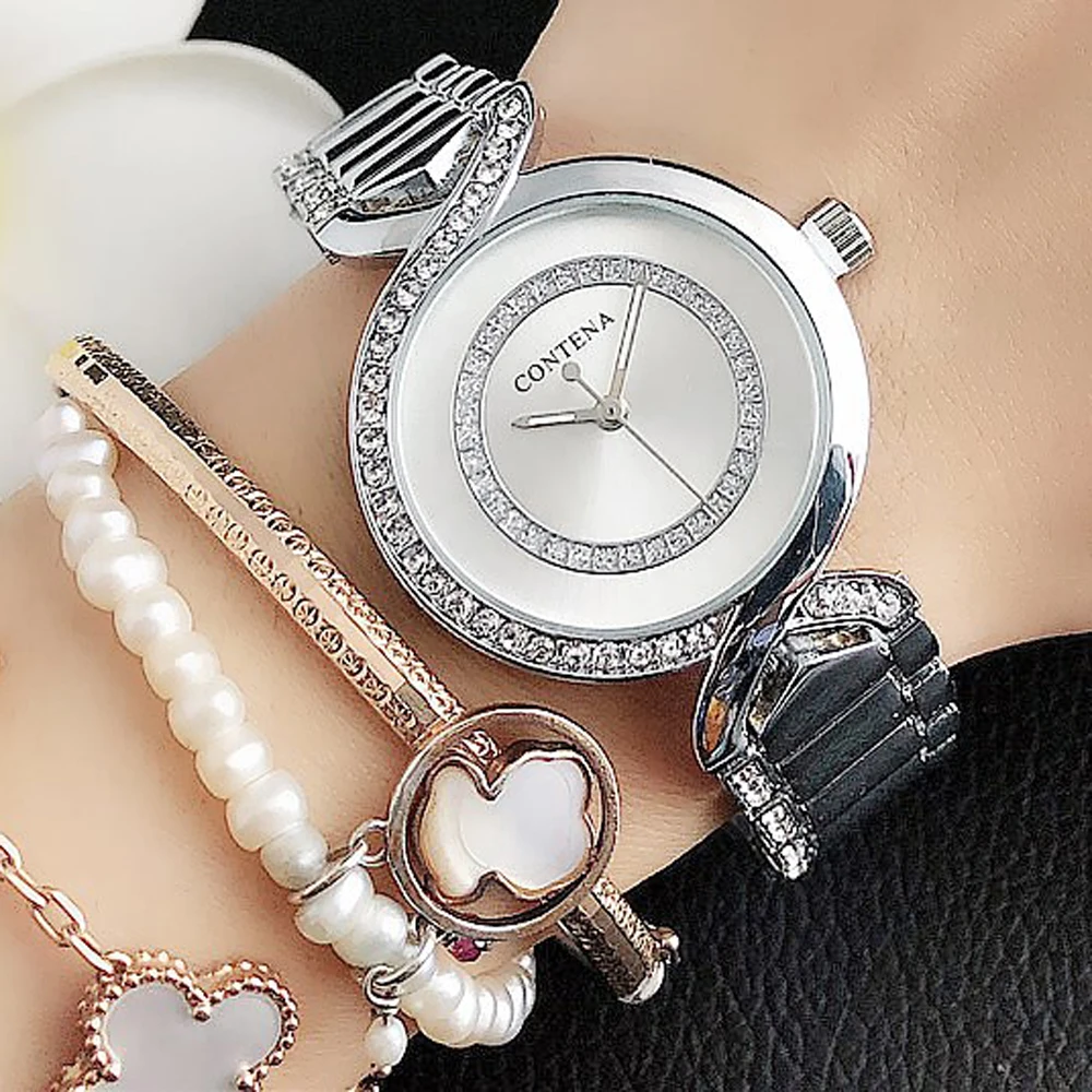 New Ladies Wrist Watches New Fashion Dress Watch Women Crystal Diamond Watches Stainless Steel Silver Clock Women Montre Femme