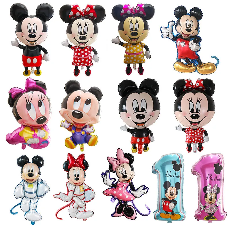 110cm Large Mickey Minnie Mouse Foil Balloons Cartoon Birthday Party Decorations Kids Baby Shower Party Baloon Toys