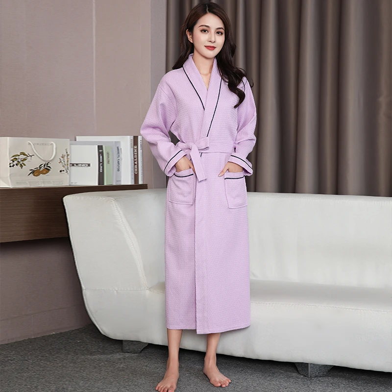 Waffle Robe Lovers 100% Cotton Bath Robe Men And Women water sucking Nightrobe Sleepwear Male Casual Home Bathrobe Hotel Robe